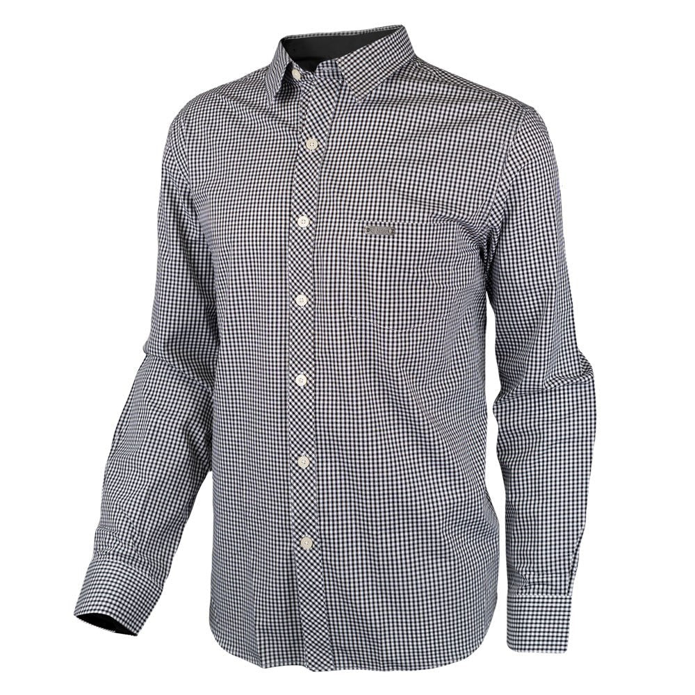 Men's Corporate Shirt Long Sleeve - Black Gingham