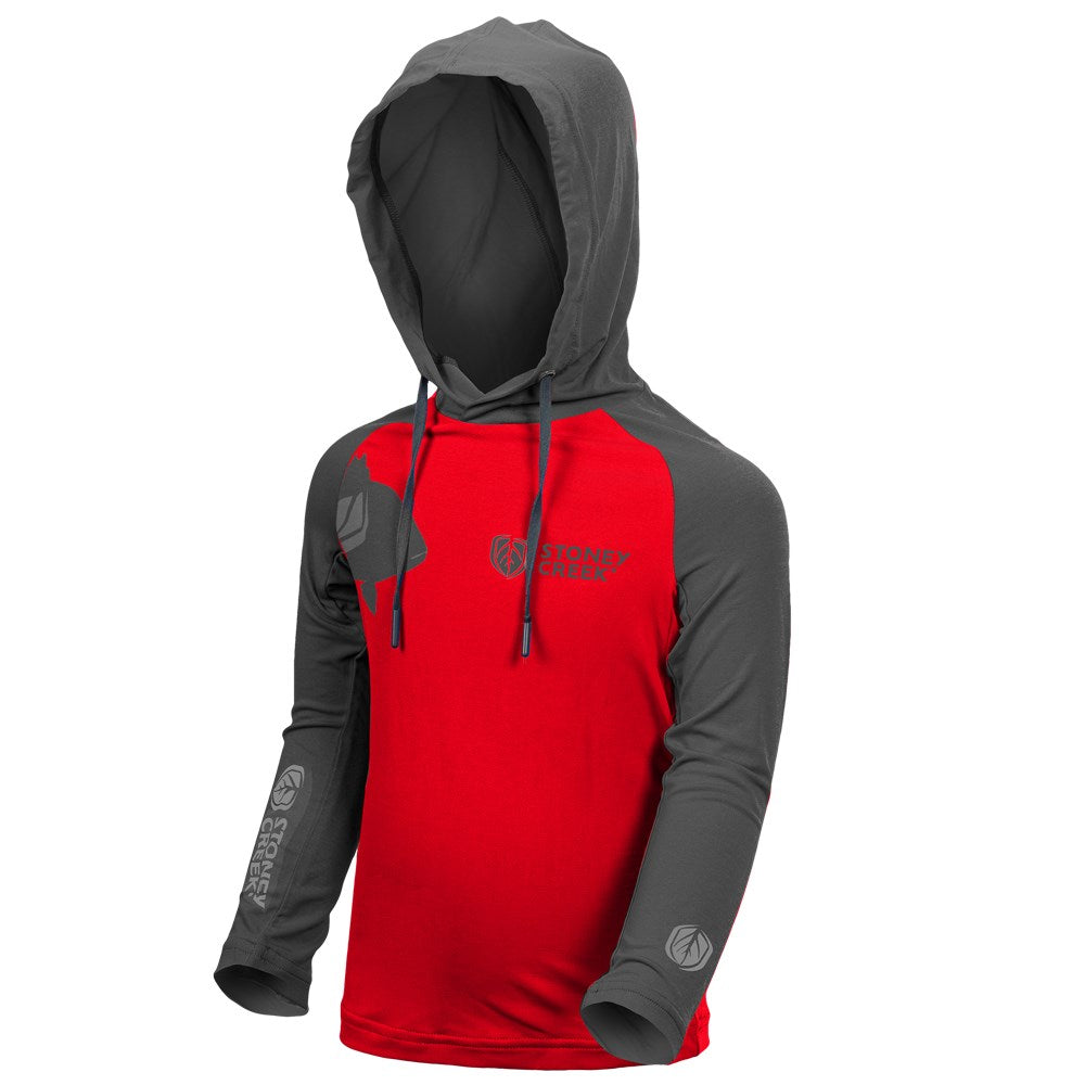 Kid's Apex Cooling Hoodie - Fiery Red/Dark Shadow