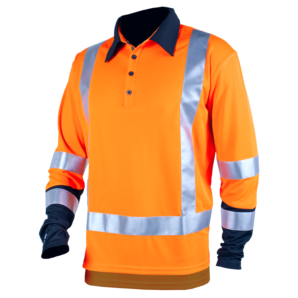 Hi Vis Silverdry Long Sleeve Polo - Orange