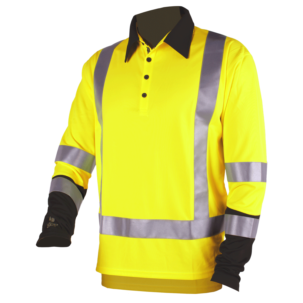 Hi Vis Silverdry Long Sleeve Polo - Yellow