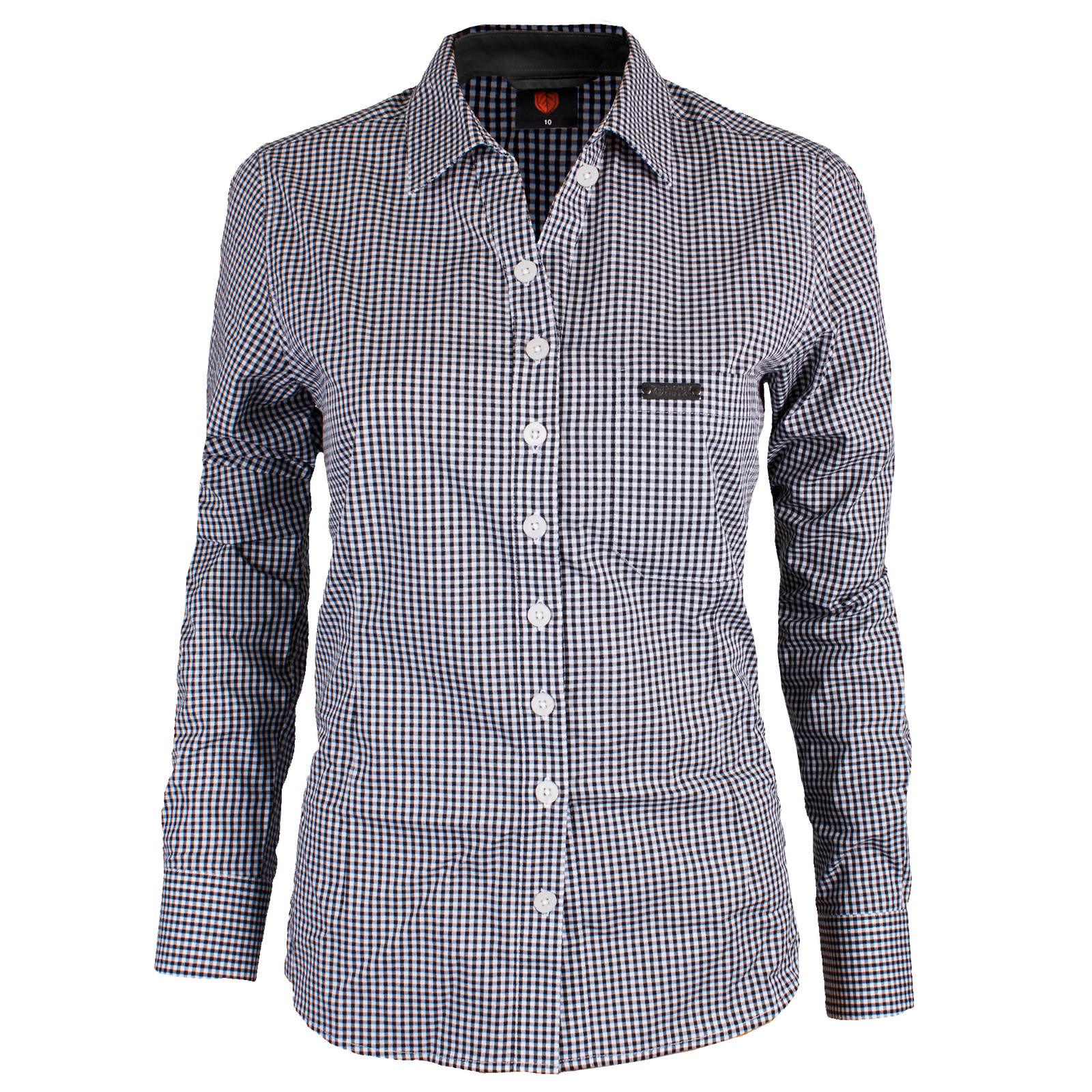 Women's Corporate Shirt Long Sleeve - Black Gingham