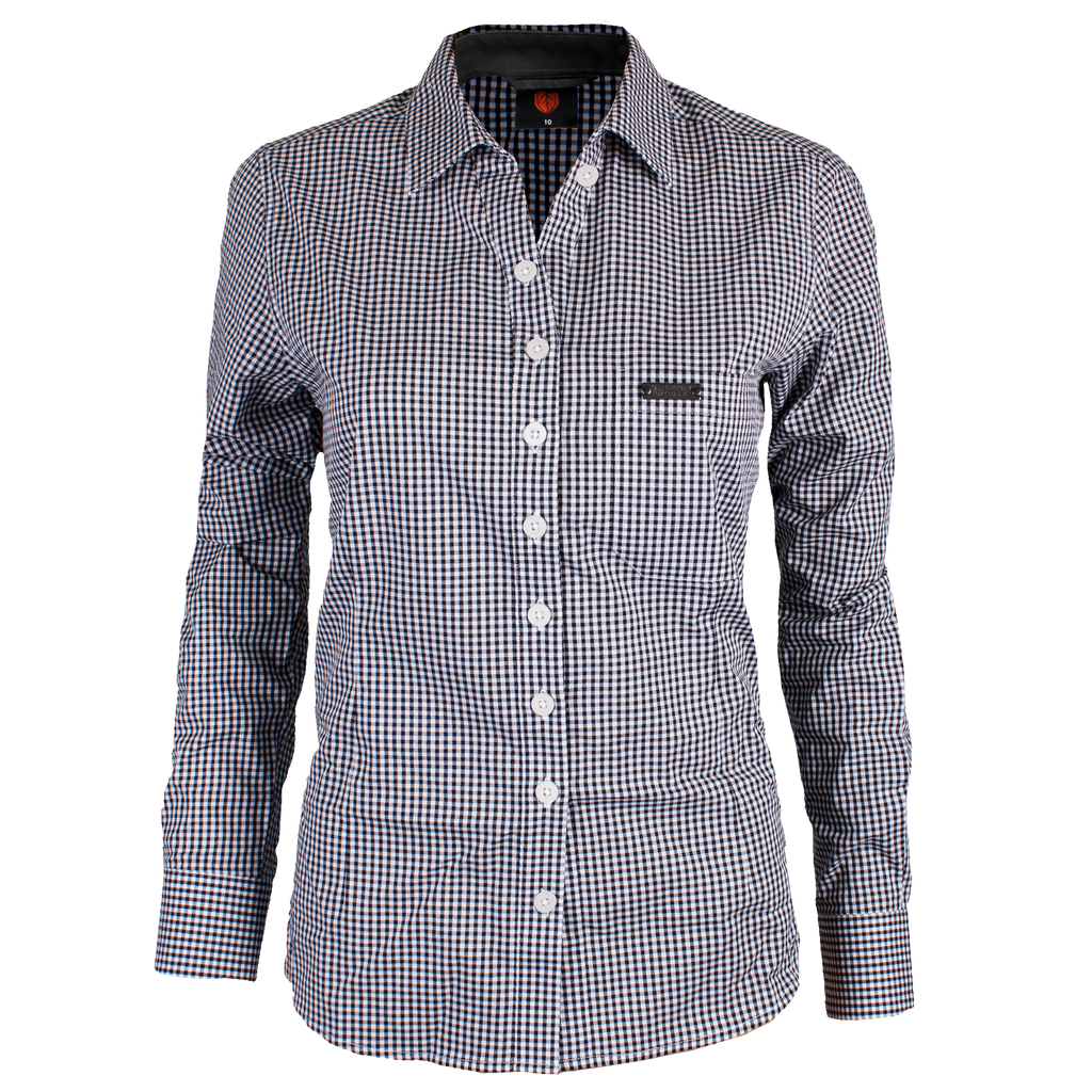 Women's Corporate Shirt Long Sleeve - Black Gingham