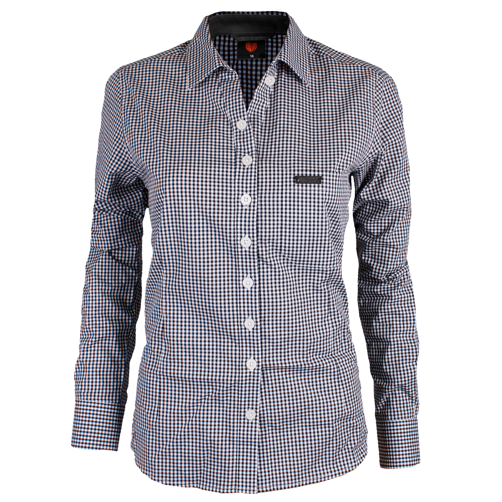 Women's Corporate Shirt Long Sleeve - Black Gingham