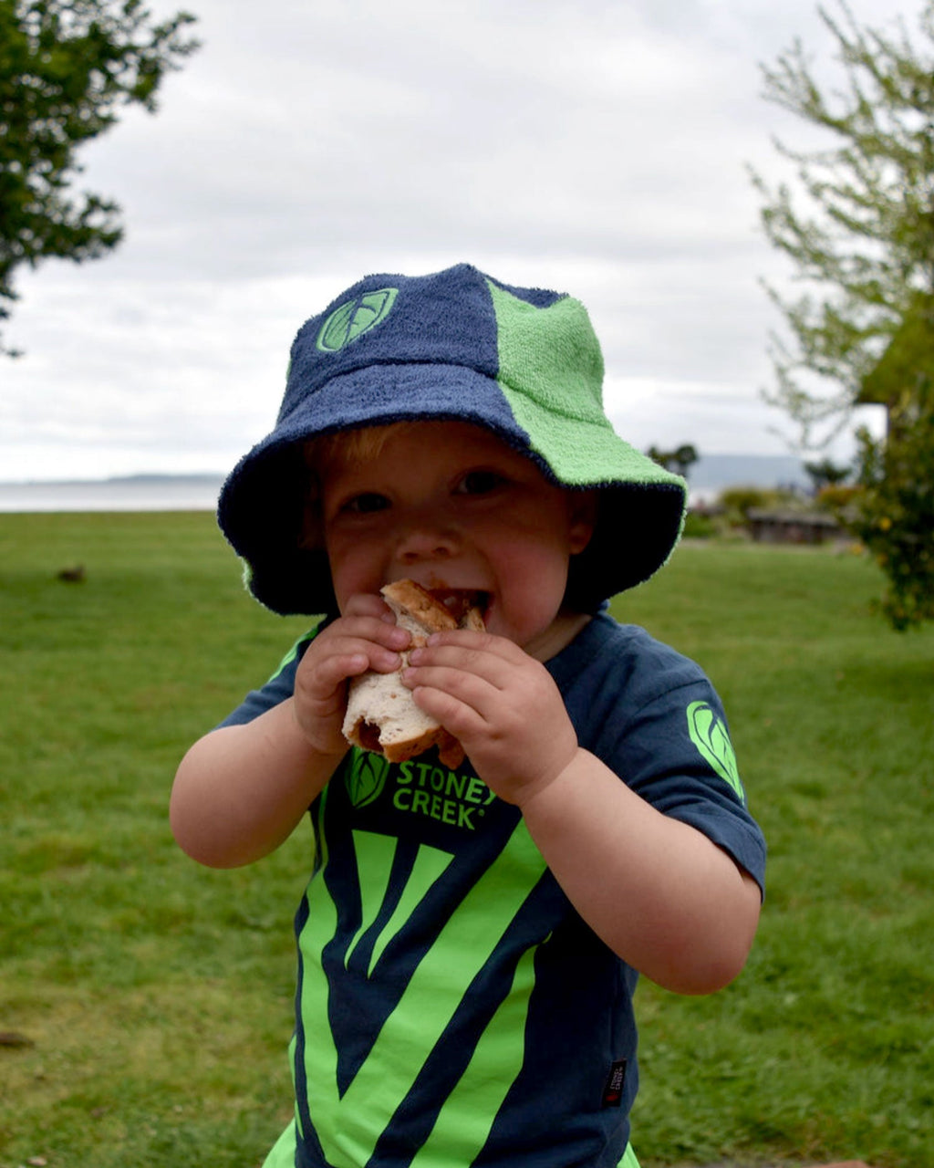Kid's Jester Towel Hat - Lime/Navy