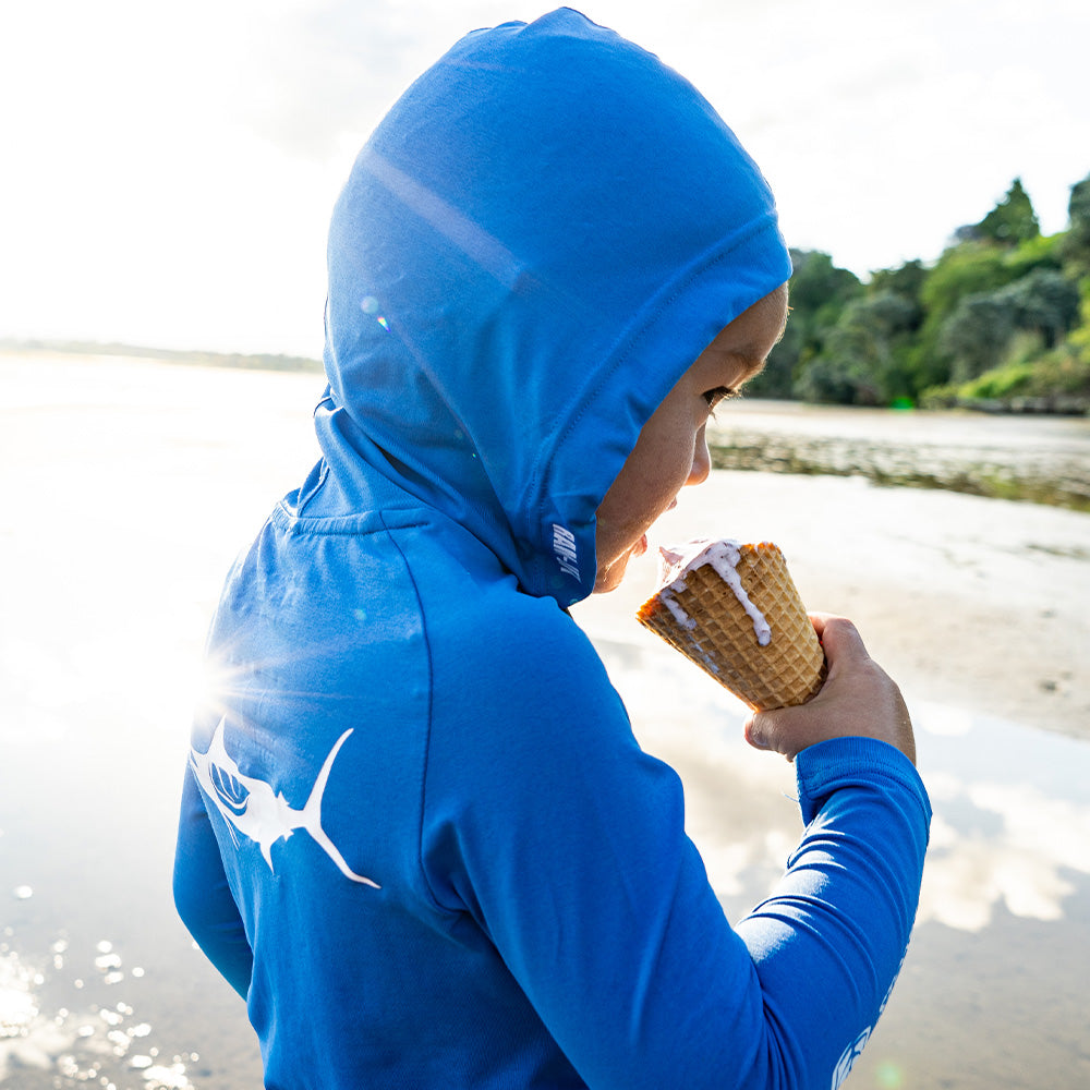 Kid's Apex Cooling Hoodie - Strong Blue